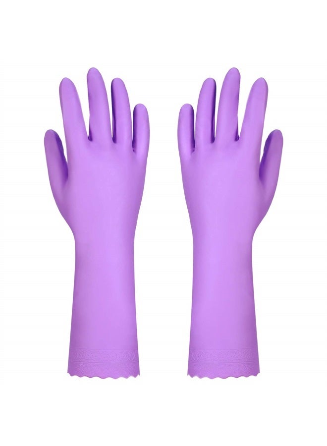 Elgood Reusable Dishwashing Cleaning Gloves with Latex free, Cotton lining,Kitchen Gloves 2 Pairs,Purple+blue Medium - Image 3