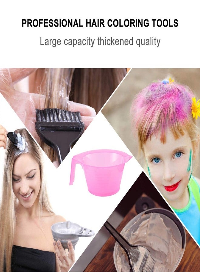 KALLORY Hair Color Mixing Bowl, 3pcs Plastic Hair Dye Bowl with Handle Color Mixing Tint Bowl Hair Color Mixing Tool for Salon Hairdressing, Pink - Image 2