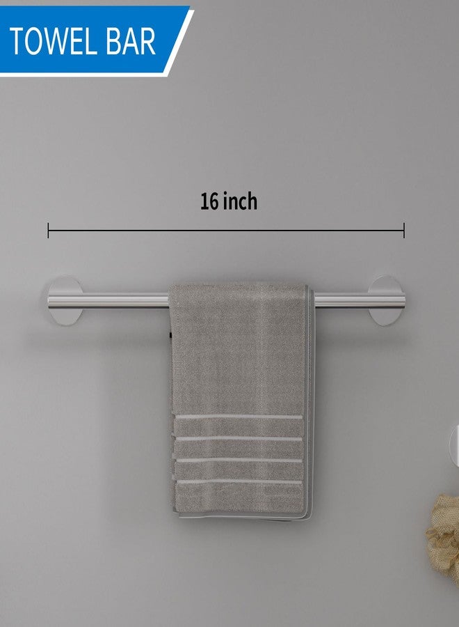 SOLVEX Brushed Bathroom Hardware Set, 5 Pieces Bathroom Accessories Set,Stainless Steel 16 Inch Bath Towel Bar Set Wall Mounted,Robe Towel Hooks, Toilet Paper Holder,Towel Racks for Bathroom SP-60008-2 - Image 3