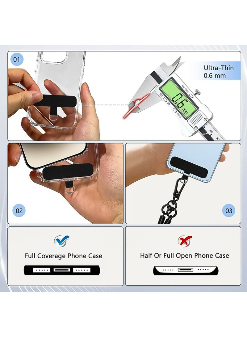 2-Piece Phone Lanyard, Universal Crossbody Phone Lanyard, Multi-Purpose Nylon Patch, Adjustable Shoulder and Neck Straps, Compatible with Most Smartphones, Two Lengths,4 Phone Tabs (Black)  - Image 4