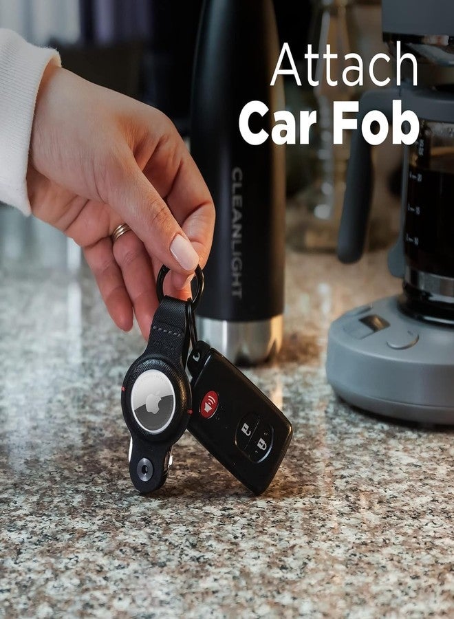 كي سمارت حامل مفاتيح KeySmart AirTag، متوافق مع حامل Apple AirTag، منظم مفاتيح، حافظة لسلسلة مفاتيح Air Tag، حلقة مفاتيح - (حتى 5 مفاتيح، جلد نباتي أسود، لا تشمل بطاقات Air Tag) - Image 4