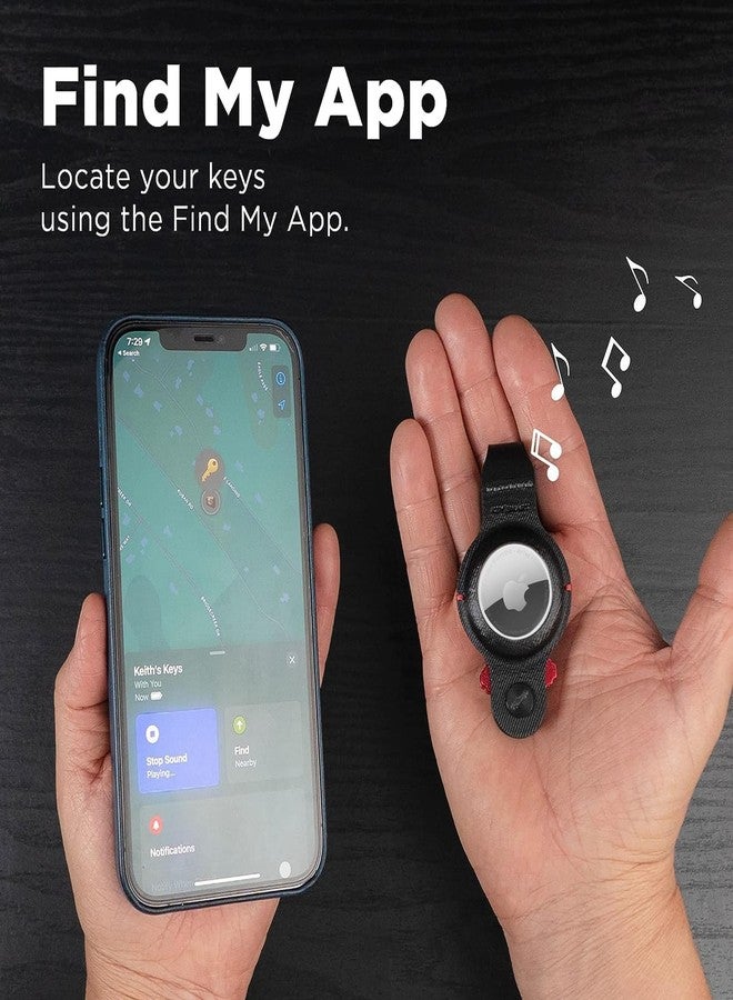 كي سمارت حامل مفاتيح KeySmart AirTag، متوافق مع حامل Apple AirTag، منظم مفاتيح، حافظة لسلسلة مفاتيح Air Tag، حلقة مفاتيح - (حتى 5 مفاتيح، جلد نباتي أسود، لا تشمل بطاقات Air Tag) - Image 3