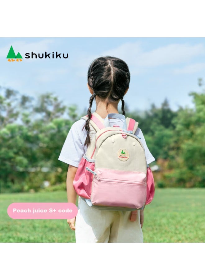 Shukiku حقيبة ظهر للأطفال، حقيبة ظهر لرياض الأطفال، مضادة للضياع، خفيفة الوزن، مقاومة للماء، سعة كبيرة، حقيبة كتف مزدوجة، لون عصير الخوخ، مقاس S+ - Image 1