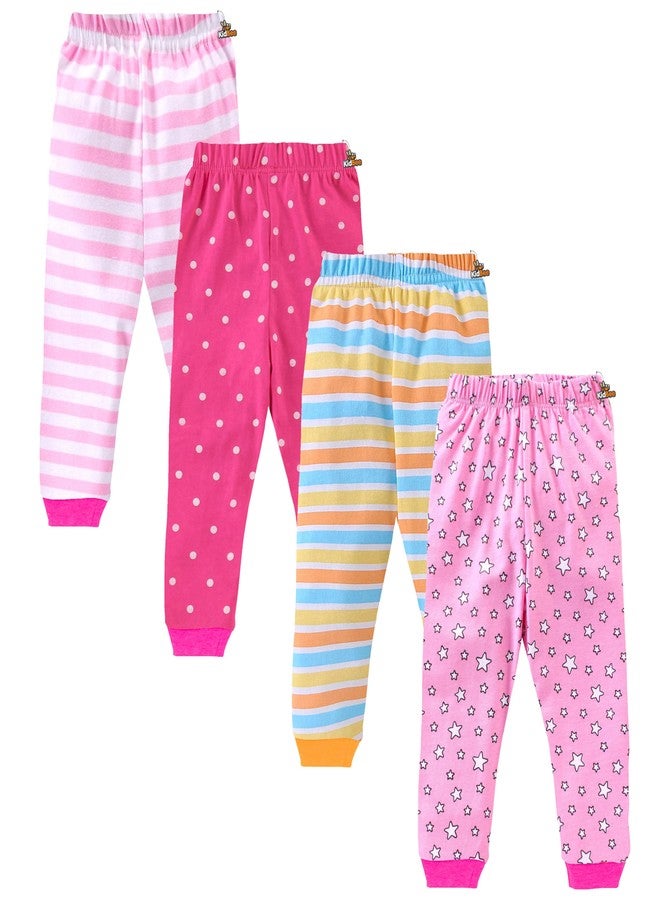 Kidbee Baby Cotton Pajama Track Pants Printed for Boys & Baby Girls (Regular Loose Fit) (Pack of 4) (3-4 Years, Girls-Color-RIB-4PC) - Image 2