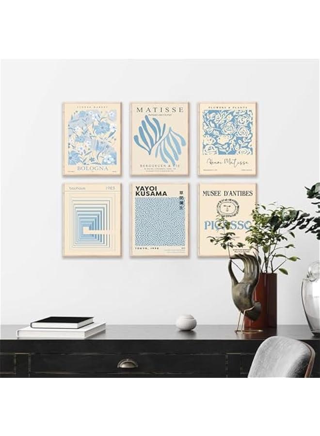 KBKBART Matisse Wall Art Prints Set of 6 - Abstract Blue Exhibition Posters, Modern Flower Market Yayoi Kusama Picasso Mix Gallery Wall Art, Boho Canvas Paintings for Aesthetic - Image 3