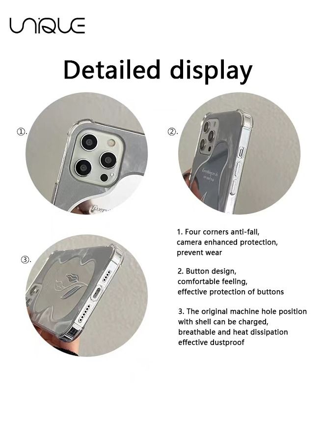 يونيك مرآة ورقة لحالة هاتف iPhone 14Pro Max ، غطاء تصميم خلفي مرآة جميل مقاوم للصدمات ، غطاء هاتف مرآة واقية نحيف ل iPhone 14Pro Max - Image 5