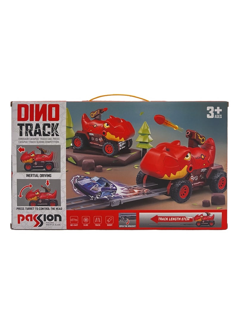 mibo Dinosaur Track Play Set with Mini Metal Cars - Image 2