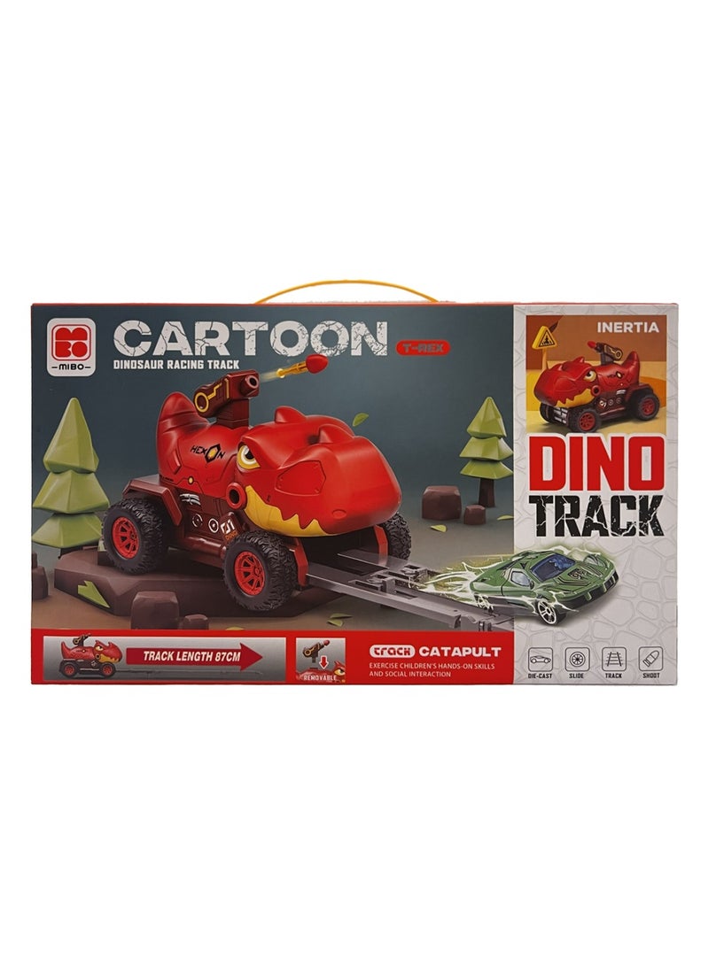 mibo Dinosaur Track Play Set with Mini Metal Cars - Image 1