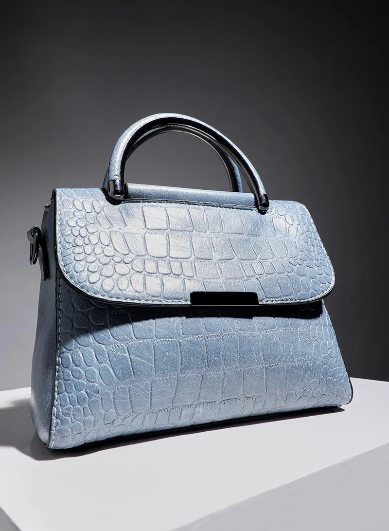 Haute Sauce Crocodile Embossed Flap Handbag