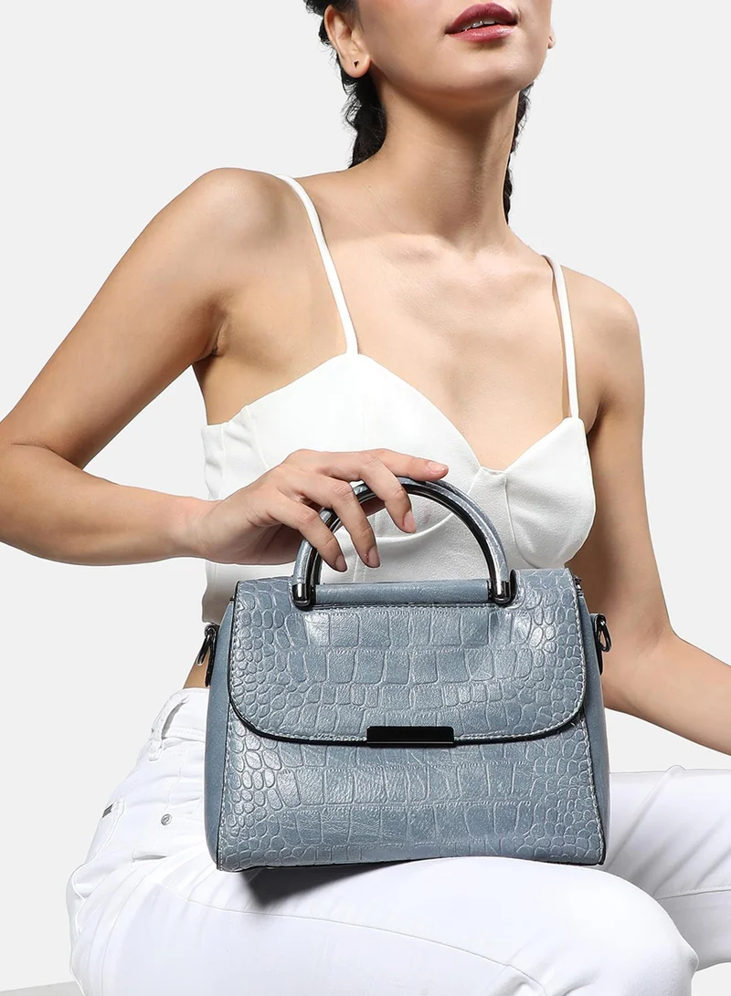 Haute Sauce Crocodile Embossed Flap Handbag