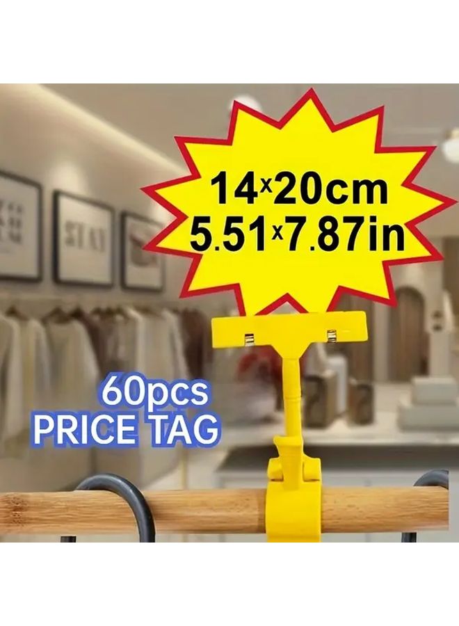 20 60 Pack Bulk Blank Retail Price Tags Large Size Heavy Duty CM and Inch Measurable Label Stickers Barcode Layout for Supermarkets Stores Wholesale Compatible with Cash Registers Systems 60pcs - Image 1