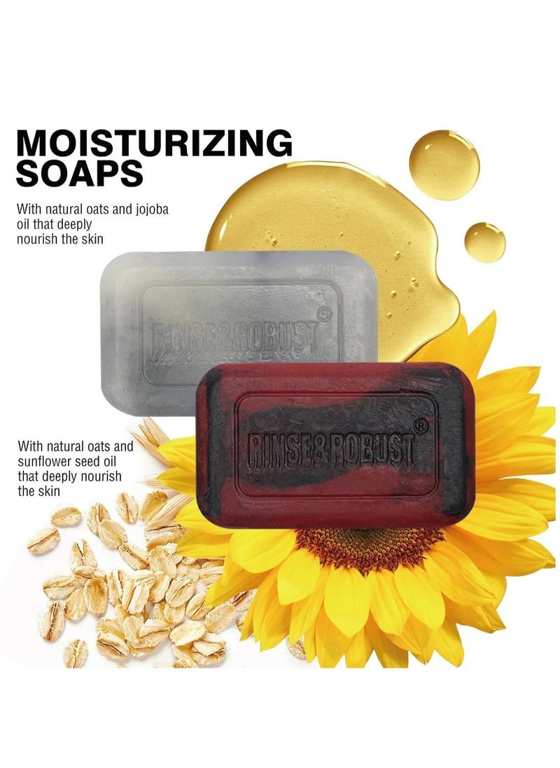 Rinse & Robust Rinse & Robust Mens Soaps 4Pcs Natural Mens Bar Soap Cleansing Soap Bar Set Gift for Men Exfoliating & Moisturizing Luxury FACE BODY HAND SHAVE 4 In 1 All Skin Type |5.3 oz of 4 Bars  - Image 3