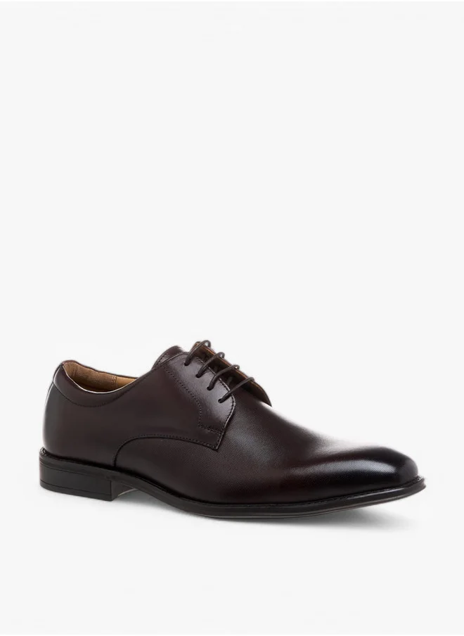 دوتشيني Men's Textured Lace-Up Derby Shoes