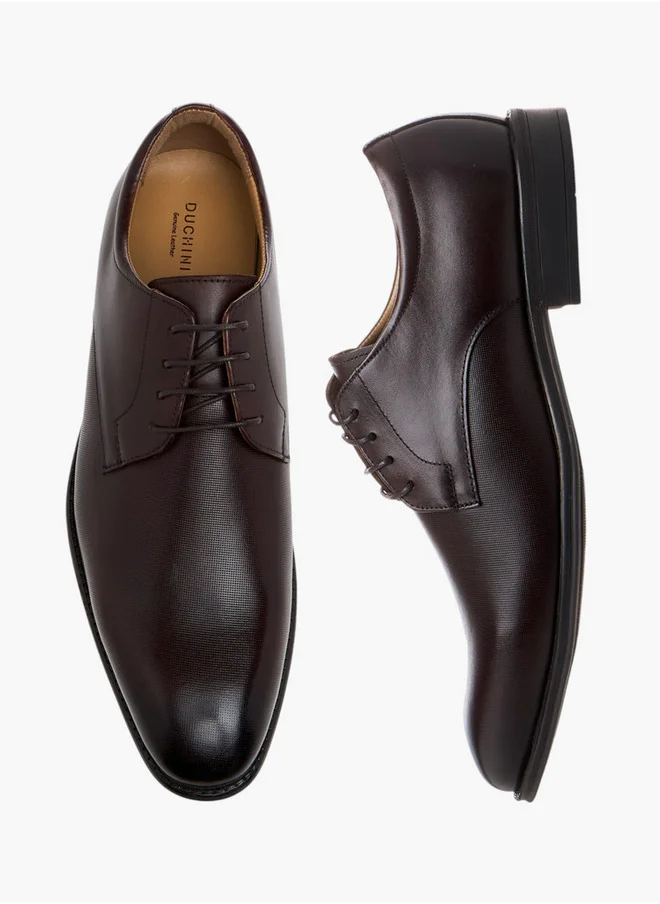 دوتشيني Men's Textured Lace-Up Derby Shoes