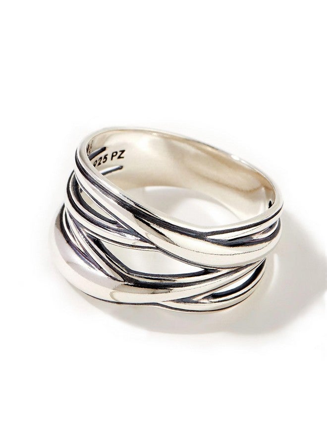 PZ 925 Sterling Silver Ring For Women By Paz Creations Criss Cross Ring Sterling Silver Statement Ring Artisan Handcrafted Designer With 1 Year Warranty Size 6  - Image 1