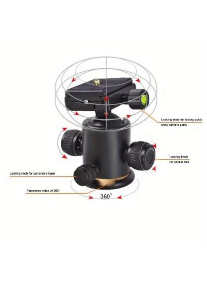 Professional Camera Tripod with Ball Head 360 Degree Fluid Rotation Aluminum Golden Portable Travel Stand Horizontal Arm DSLR Mount No Battery Required - Image 5