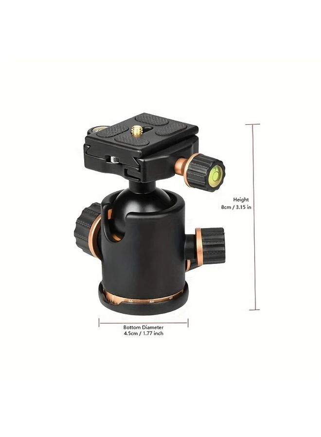 Professional Camera Tripod with Ball Head 360 Degree Fluid Rotation Aluminum Golden Portable Travel Stand Horizontal Arm DSLR Mount No Battery Required - Image 2