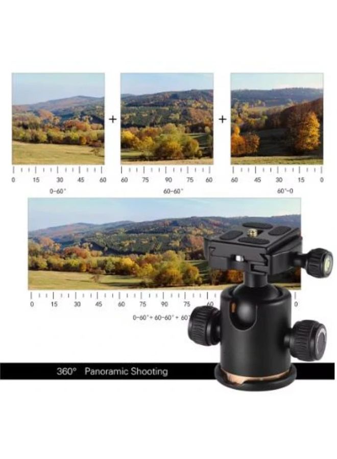 Professional Camera Tripod with Ball Head 360 Degree Fluid Rotation Aluminum Golden Portable Travel Stand Horizontal Arm DSLR Mount No Battery Required - Image 4