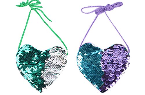 ZGMYC (Pack of 2, Little Girls Glitter Reversible Sequins Crossbody Purse Mini Shoulder Bag Satchel - Image 1