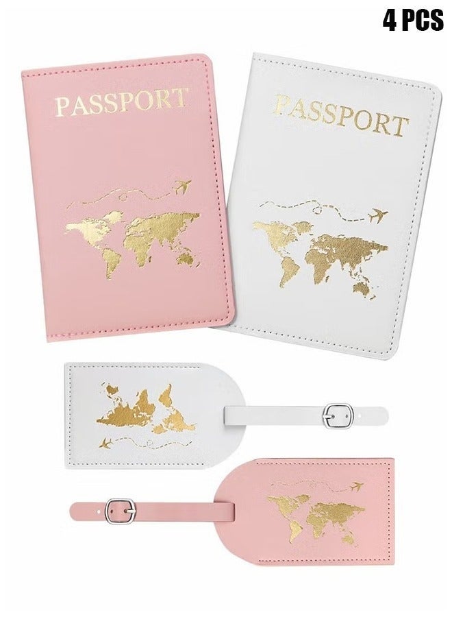 Luggage Tags, 2 Pcs Airplane Passport Covers and 2 Pcs Luggages, Holder Travel Suitcase Tag Case Organizer, Bag Labels - Image 2