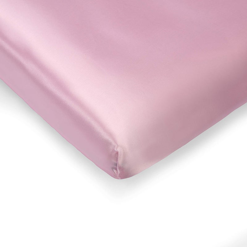 Pro Goleem Satin Pack n Play Playard Sheet Great for Baby Hair Soft Silk Feeling 27x39 Inch Fitted Portable Mini Crib Sheet Playard Mattress Cover for Girls Pink - Image 1