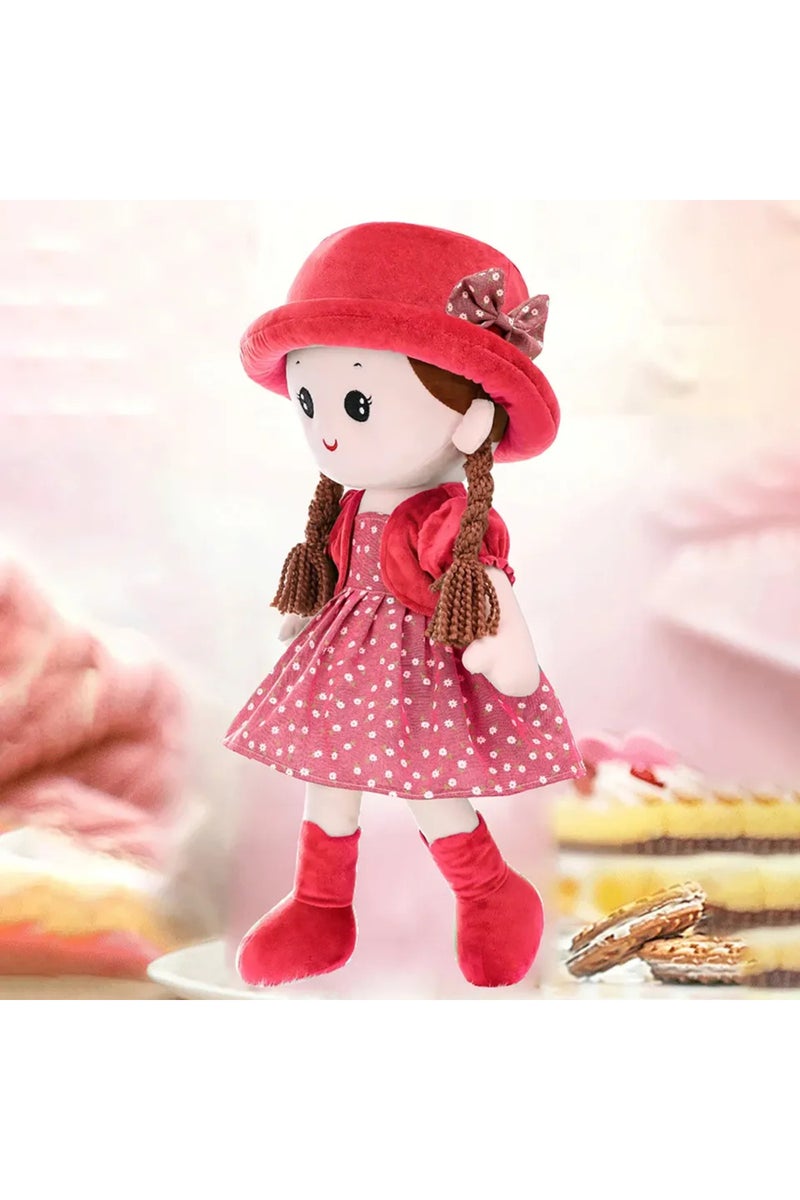 35cm WWXiner-Red 35cm Baby Girl Rag Doll With Removeable Hat Skirt Sweetheart Rag Doll Cozy Cuddle S
