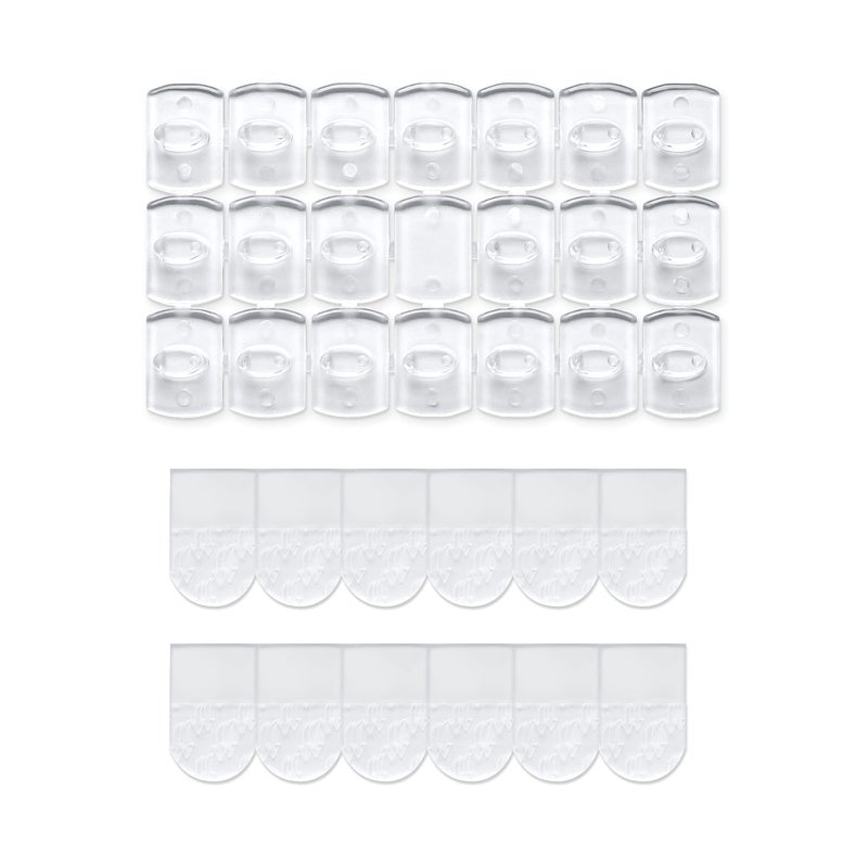 MOVELYST 100 Mini Clear Light Clips with 120 Adhesive Strips DamageFree Indoor Mini Wall Hooks for Hanging Removable Clips for Christmas Decoration
