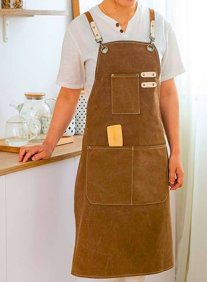 Chase Up Chef Apron, Waterdrop Resistant Cotton Canvas Cross Back Adjustable Apron, M-XXL - Image 2