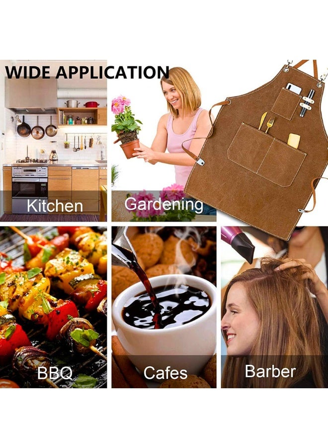 Chase Up Chef Apron, Waterdrop Resistant Cotton Canvas Cross Back Adjustable Apron, M-XXL - Image 5