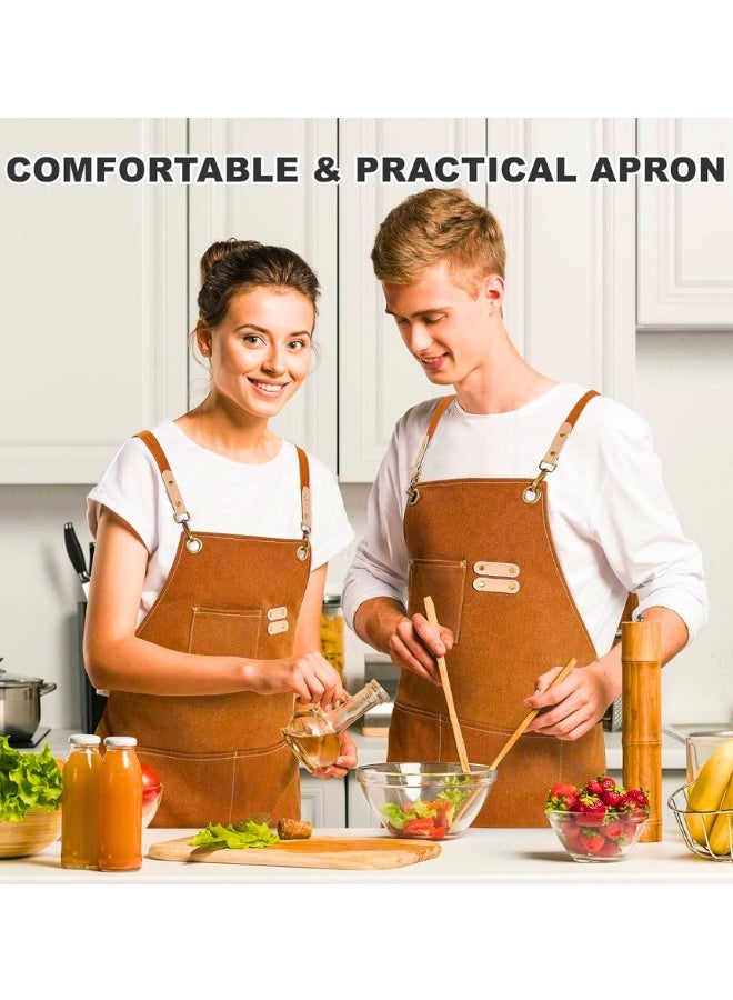 Chase Up Chef Apron, Waterdrop Resistant Cotton Canvas Cross Back Adjustable Apron, M-XXL - Image 4