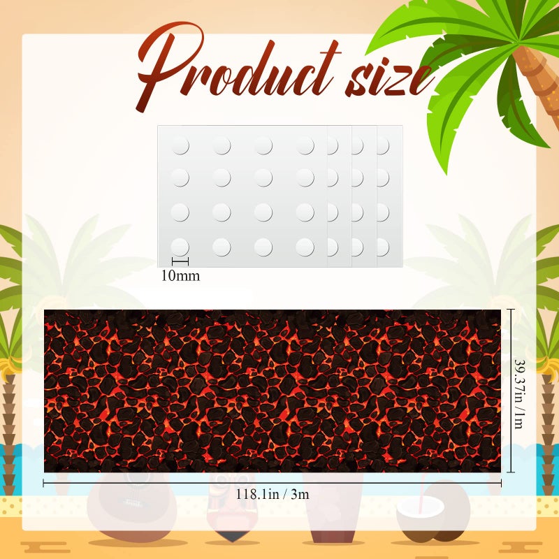 Haull 118 x 39 Inch Lava Aisle Runner Hot Coals Floor Runner Fire Volcano Floor Rug for Luau Theme Birthday Party Decorations Supply - Image 2