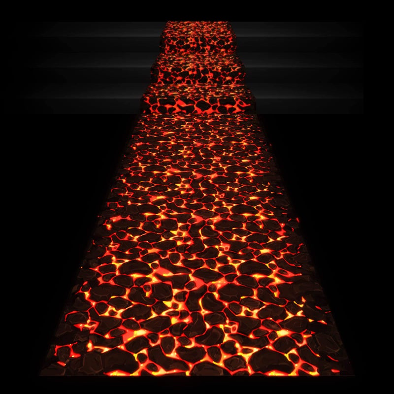 Haull 118 x 39 Inch Lava Aisle Runner Hot Coals Floor Runner Fire Volcano Floor Rug for Luau Theme Birthday Party Decorations Supply - Image 1