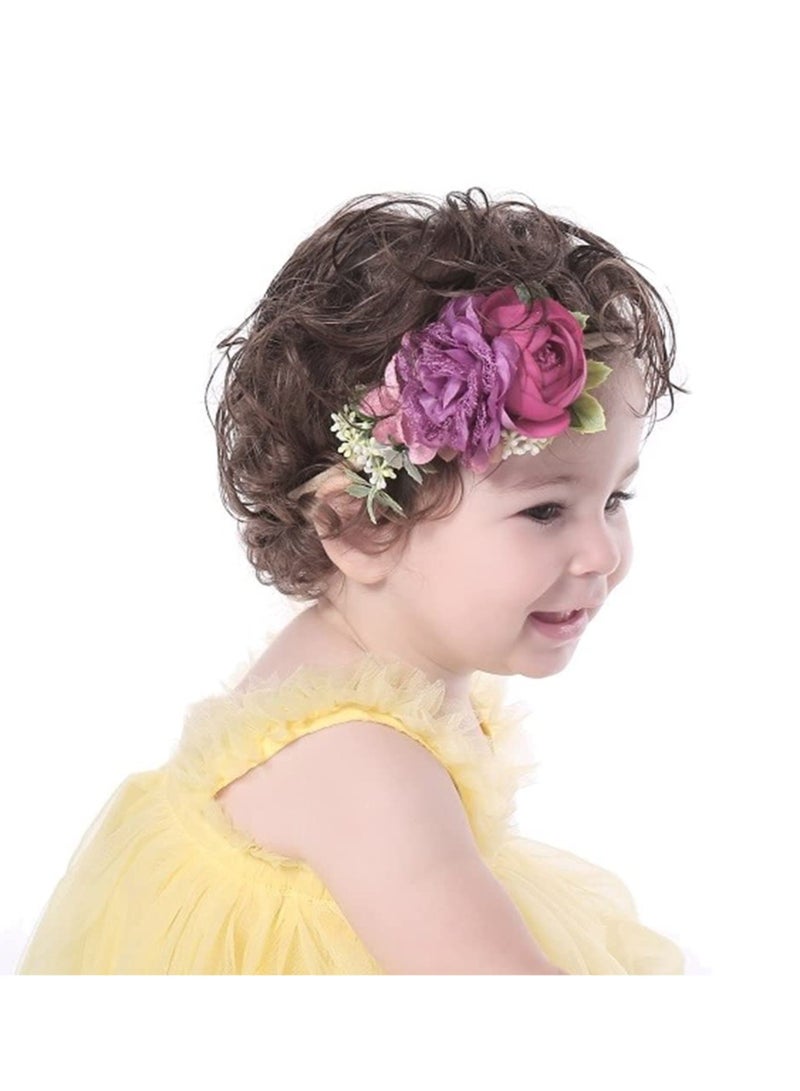 Girls Headband, 6 Pack Delicate Floral Rose Headbands Flower Super Stretchy Cute Nylon Headbands Hair Bands Accessories for Girls Newborns Infants Toddlers Kids - Image 3