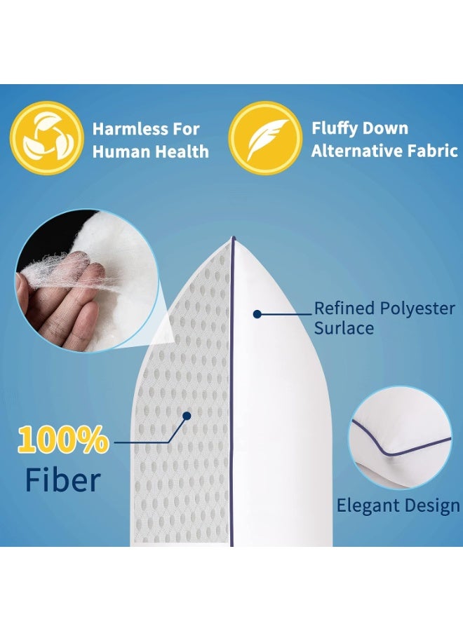 Beauenty Bed Pillows for Sleeping-2 Pack Queen Size Set of 2 Cooling Pillow for Side Back and Stomach Sleepers, Down Alternative Filling Luxury Soft Quality with Premium Plush (White) - Image 2