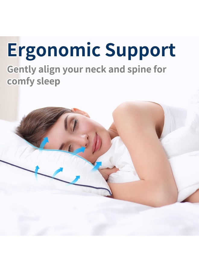 Beauenty Bed Pillows for Sleeping-2 Pack Queen Size Set of 2 Cooling Pillow for Side Back and Stomach Sleepers, Down Alternative Filling Luxury Soft Quality with Premium Plush (White) - Image 4