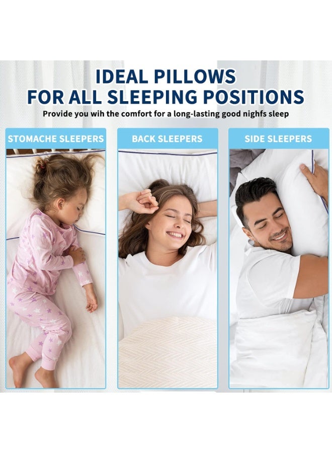 Beauenty Bed Pillows for Sleeping-2 Pack Queen Size Set of 2 Cooling Pillow for Side Back and Stomach Sleepers, Down Alternative Filling Luxury Soft Quality with Premium Plush (White) - Image 3