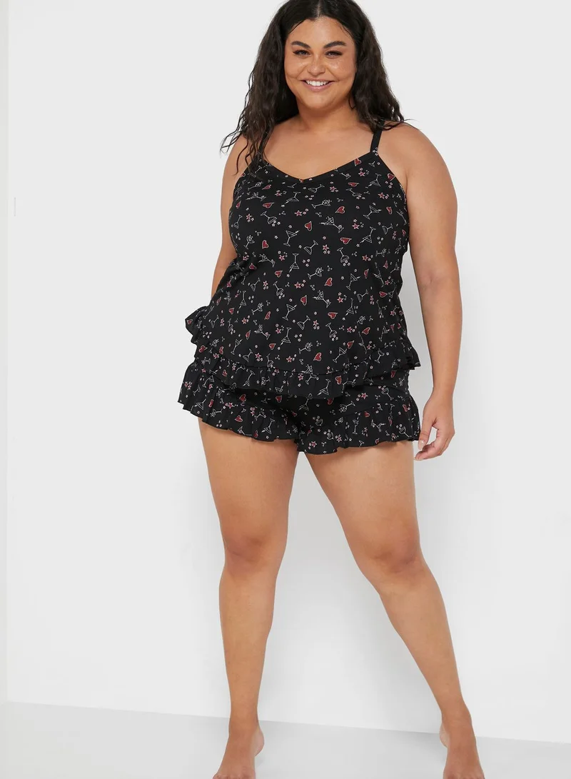Yours Clothing Printed Pyjama Shorts