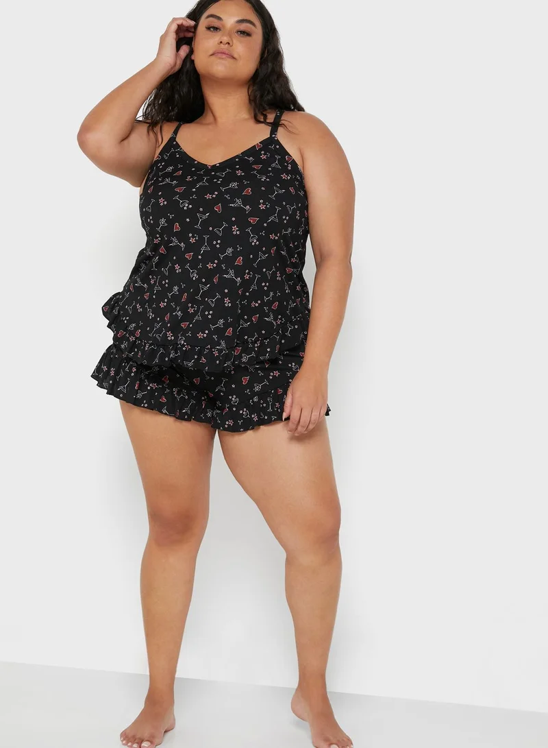 Yours Clothing Printed Pyjama Shorts