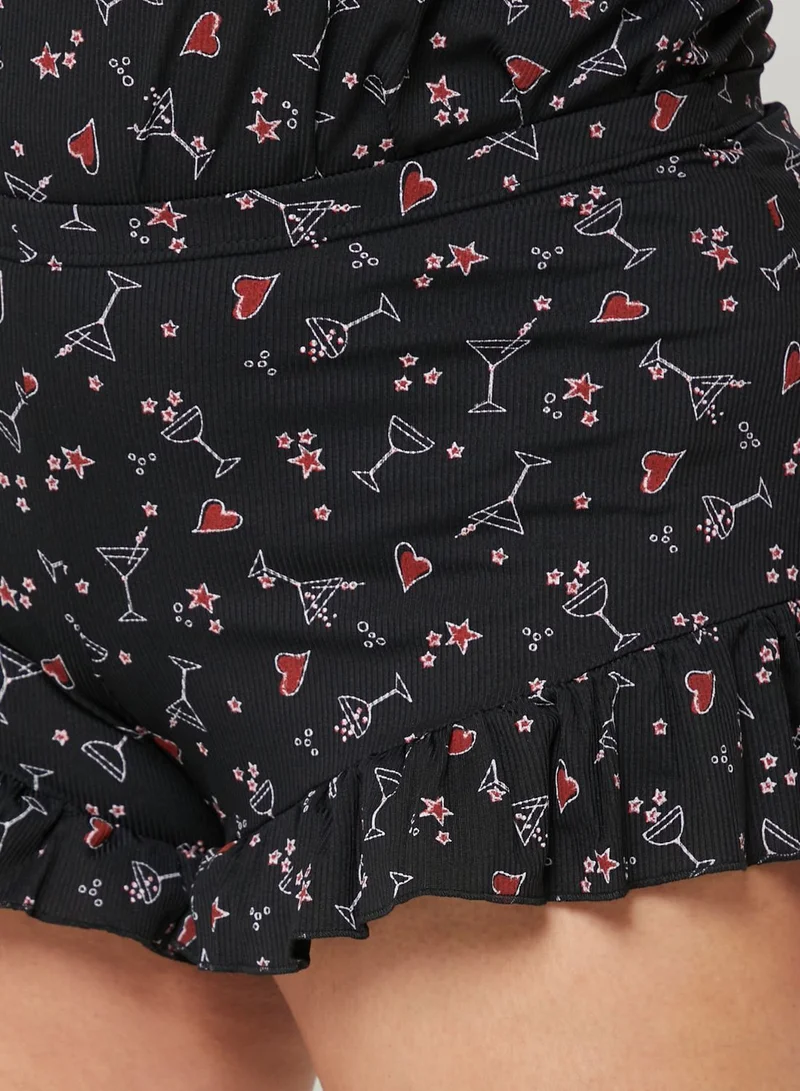 Yours Clothing Printed Pyjama Shorts