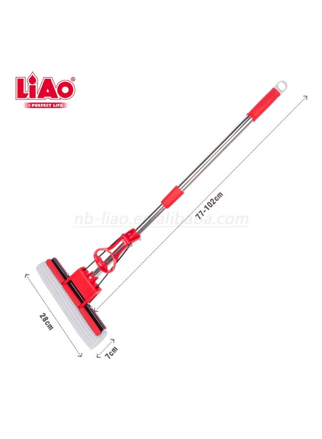 لياو ممسحة إسفنجية PVA 27 سم، ممسحة أرضيات ذات عصر ذاتي مع مقبض ستانلس ستيل قابل للتعديل، تنظيف عميق لأسطح متعددة في المنزل، المطبخ والحمام - Image 2