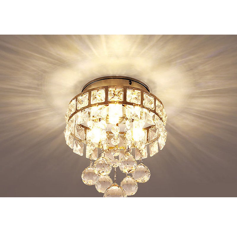 2pcs Modern Crystal Lamp Pendant Lighting Fixture for Hallway Bedroom Dining Room Living Room Corridor 12W ( Lamp Body and Warm Light) - Image 3
