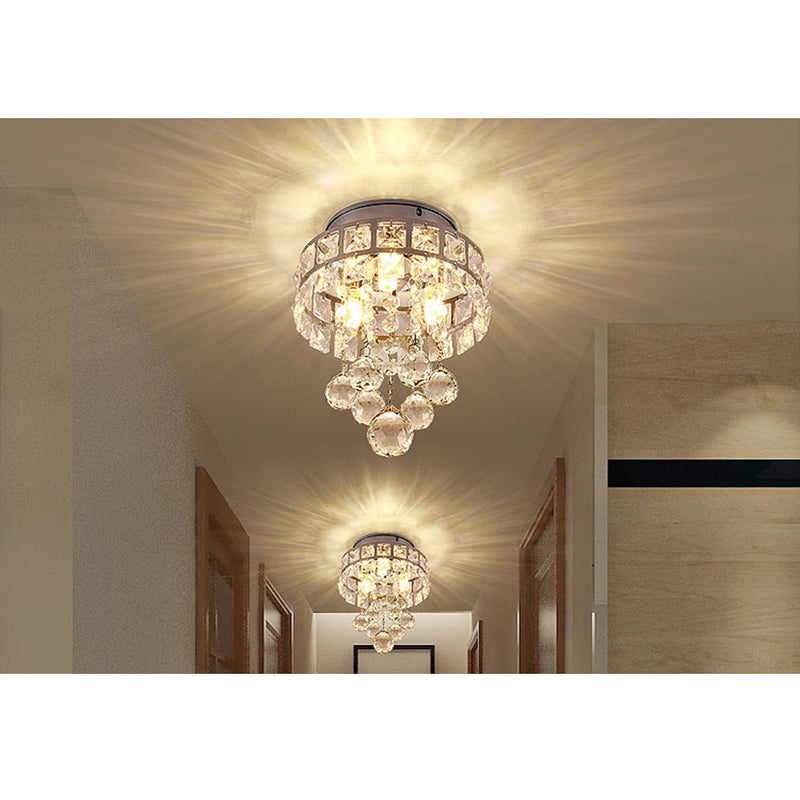 2pcs Modern Crystal Lamp Pendant Lighting Fixture for Hallway Bedroom Dining Room Living Room Corridor 12W ( Lamp Body and Warm Light) - Image 5