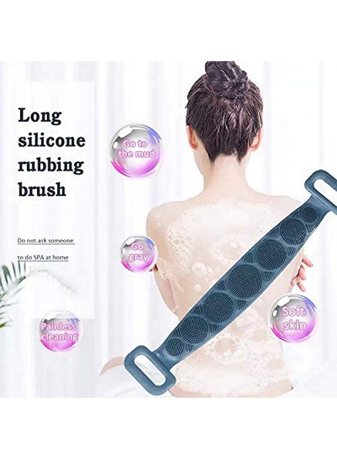 AJKN Silicone Bath Body Brush, Exfoliating Long Double Side Silicone Body Back Scrubber for Shower,Eco Friendly,Lathers Well,Easy to Clean - Image 3