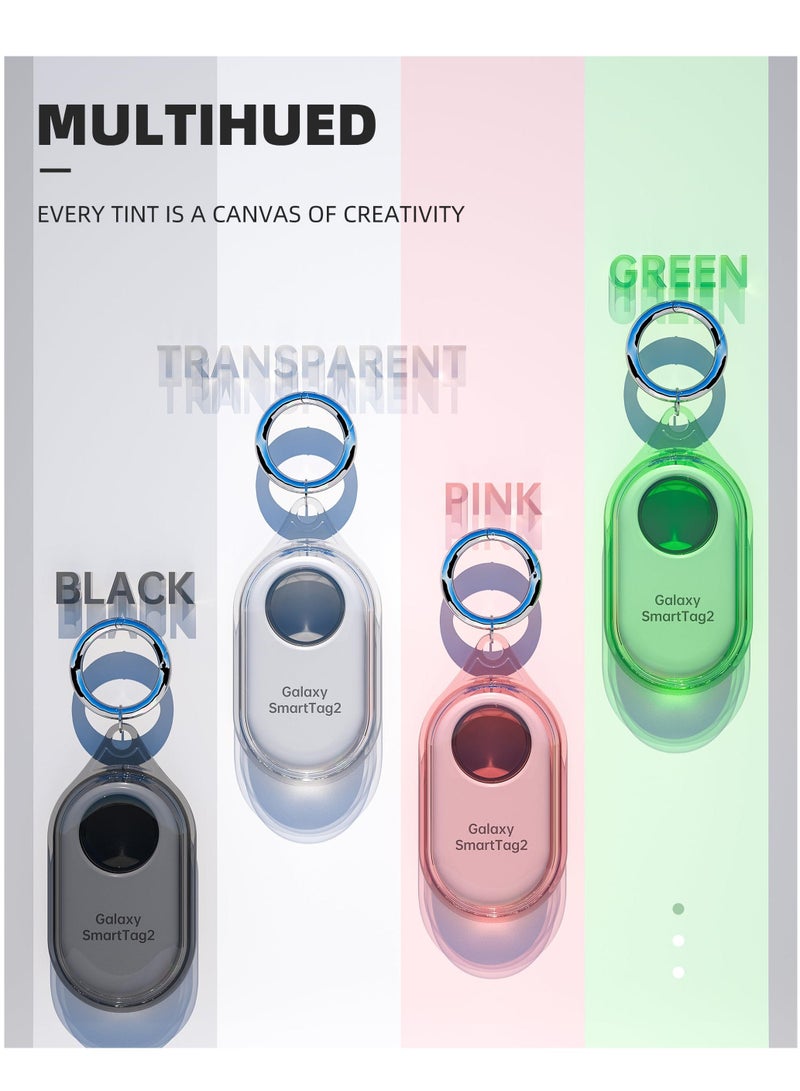 Smart Tag 2 Case Compatible with Samsung Galaxy SmartTag2, 4 Pack Full-Body TPU Waterproof, Anti-Lost Scratch Resistant Cover Accessory for Samsung Galaxy Smart tag2, Pink,Green,Black,Transparent - Image 3