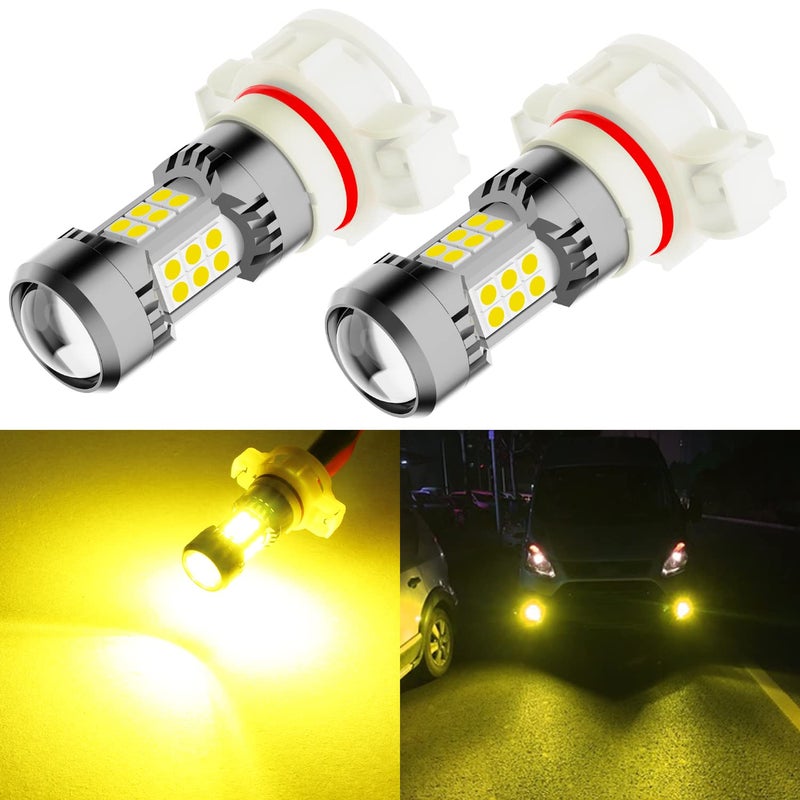 PHINLION 5202 PS24W Golden Yellow LED Fog Light Bulbs 3200 Lumens Super Bright 5201 12085 PS19W 3030 30SMD DRL Replacement Lamps for Cars Trucks SUVs