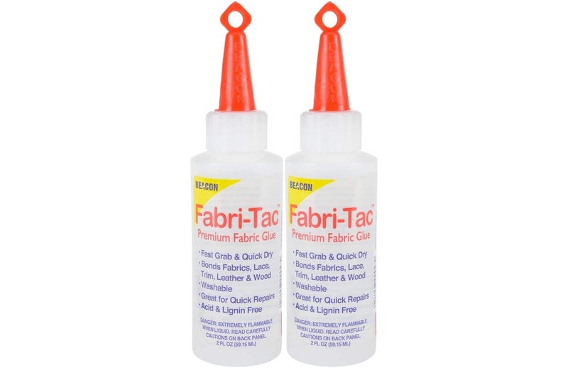 غراء الأقمشة فابري-تاك من بيكون - يجف بسرعة، شفاف كريستالي، دائم - للأقمشة، القماش، الدانتيل، الخشب والمزيد، 2 أونصة، عبوة من 2