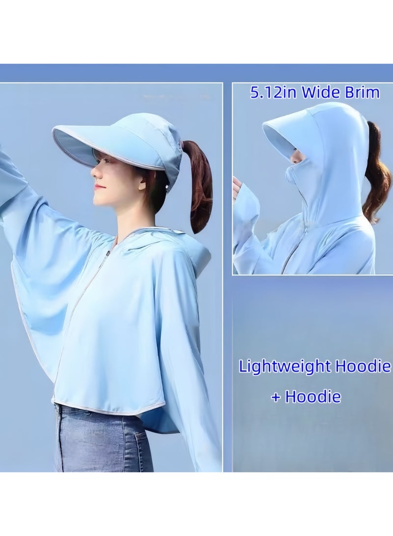 Generic Women's Upf50+ Uv Sun Protection Ice Silk Clothing Long Sleeve Athletic Cycling Shirts Lightweight Breathable Hoodie Zip Up Outdoor Jacket - Image 3