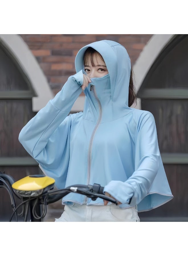 Generic Women's Upf50+ Uv Sun Protection Ice Silk Clothing Long Sleeve Athletic Cycling Shirts Lightweight Breathable Hoodie Zip Up Outdoor Jacket - Image 1