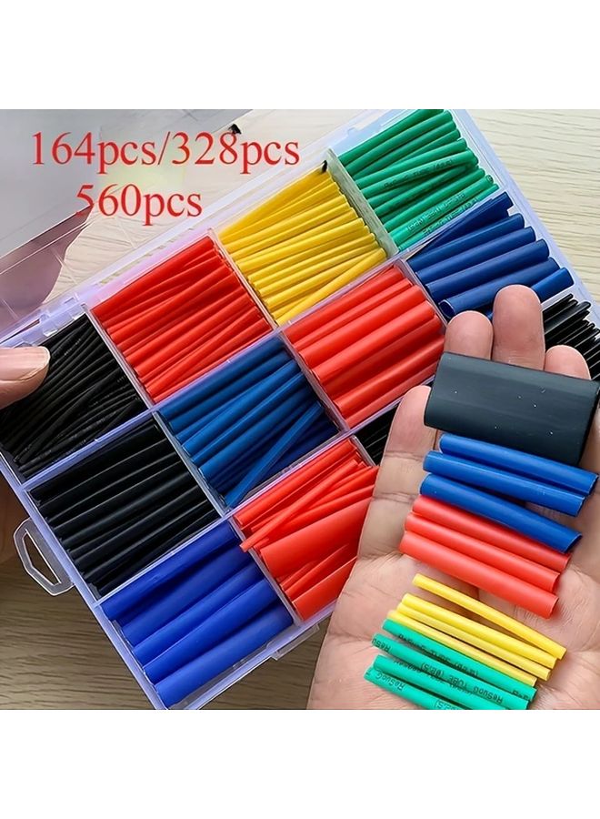 164pcs Heat Shrink Tubing 2 1 Shrink Ratio Polyolefin Wire Sleeves Multi Color For Electrical Connections - Image 2