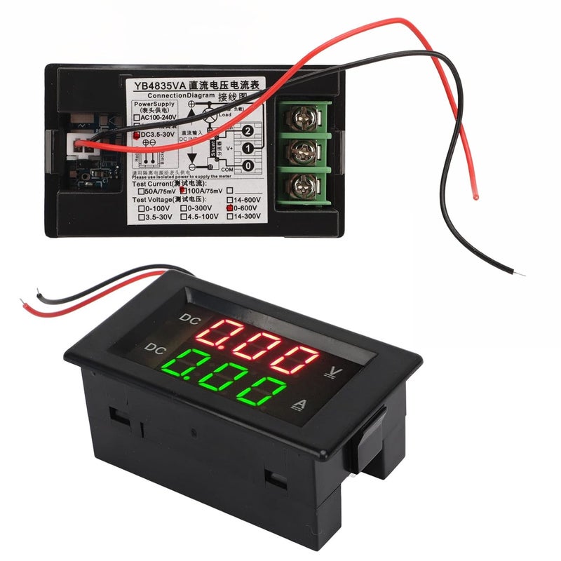 Keenso Keenso YB4835VA Digital Voltmeter Ammeter DC 600V 100A Decimal Point Automatic Shift Dual Display Current Voltmeter - Image 5